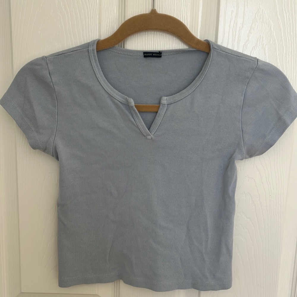 Brandy Melville shirt with v. Color:blue.